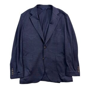 Reda 1865 Traceable Wool 44R Navy Plaid Blazer Jacket Sport Coat Lightweight